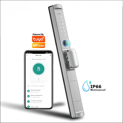 Slim biometrisch vingerafdruk slim draadloos deur slot met Cute Handle Tuya WIFI of TTLock App IP66 waterdicht slot